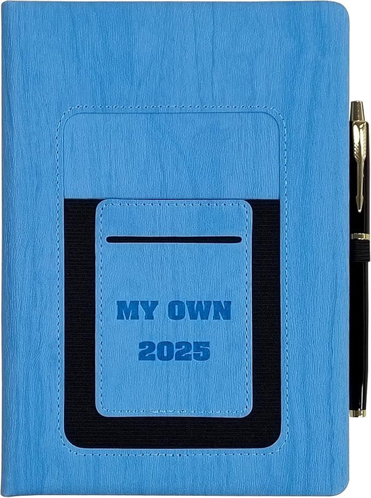2025 Weekly and Monthly Planner with Pen: Jan 2025-Dec 2025, A5 size 8.5" x 5.75", Hard Cover Agenda Planner with Phone Holder, Card Holder and Pen Holder (Blue)