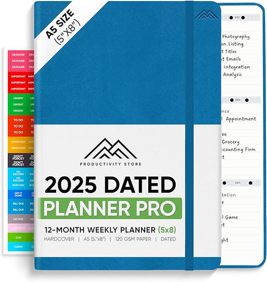 2023 Planner - Best Daily, Weekly & Monthly Goal & Productivity Planner | 2024 Planner For Men & Women | Increase Productivity & Happiness In Work, Life & Business | Hardcover 5.5 x 8” (Navy Blue)