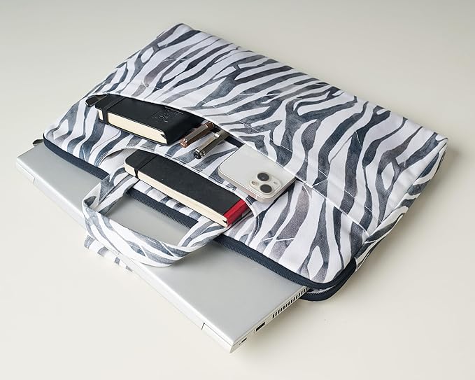 Maison d'Hermine Laptop Bag upto 13.5 inch Stain and water repellent Cotton canvas - Zebra