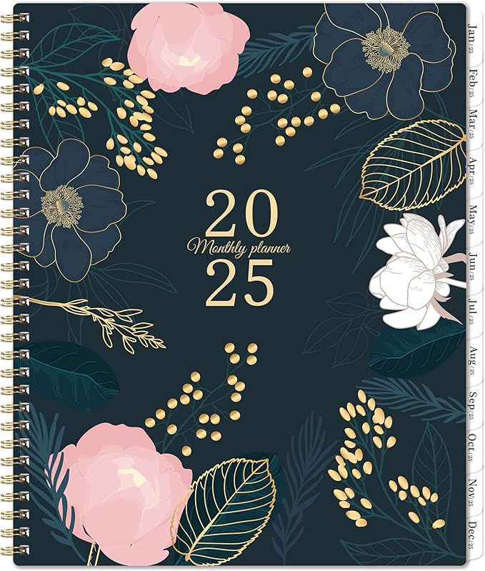 2025 Monthly Planner - Monthly Planner/Calendar 2025, Jan 2025 - Dec 2025, 9‘’ x 11'', Monthly Tabs, Double-Sided Pockets, Twin-Wire Biding, Holidays, Notes Pages, Julian Dates