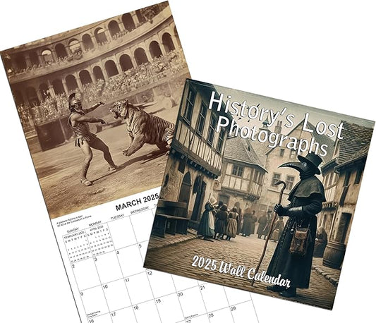 2025 History's Lost Photographs Monthly Wall Calendar - Historical Events Captured as if by Photograph | 12" x 24" | Thick Sturdy Paper | History Calendar 2024-2025