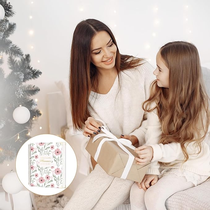 2024-2025 Hardcover Planner Weekly and Monthly 8.5"x11" Large Spiral Bound 2025 Planner for Women Gifts, Dec 2024-Dec 2025 13 Month Calendar Planner with Tabs Pockets Yearly Agenda,Pink