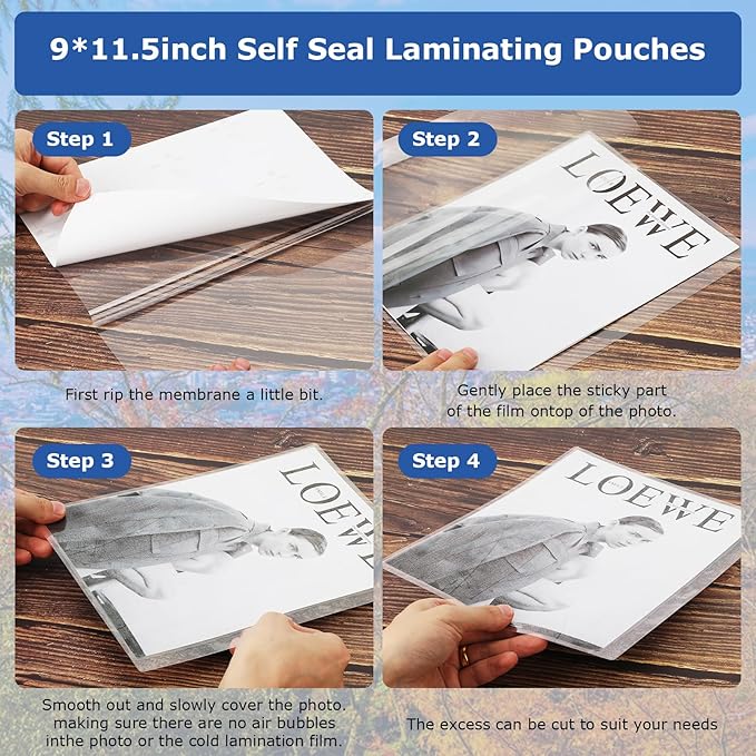 25 Sheets Self Seal Laminating Pouches 8.5 * 11inch Self Adhesive Laminating Sheet No Heat No Laminating Machine Needed for Letter Size Card