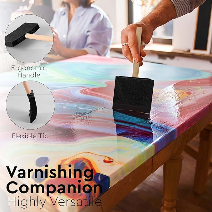 20 Piece Flat Flexible Poly Foam Bevel-Tipped Brush Set with Wooden Handles Ideal for Applying Paint, Oil-Based Paints, Stain, Varnish, Enamel, Latex Paint Smooth Surfaces & Arts & Crafts