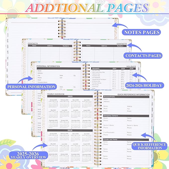 2025 Planner - 2025 Planner Weekly and Monthly, Jan.2025 - Dec.2025, Hardcover 2025 Planner Monthly with Tabs, 6.2" x 8.5", Strong Twin-Wire