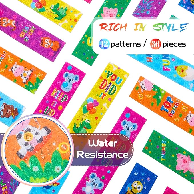 36 Pieces Anxiety Sensory Stickers Cute Fidget Textured Strips Toys Anti Stress Tactile Rough Sensory Calm Textured Strips Adhesives Anxiety Relief for Adults Teens Desk Classroom (Animal Style)