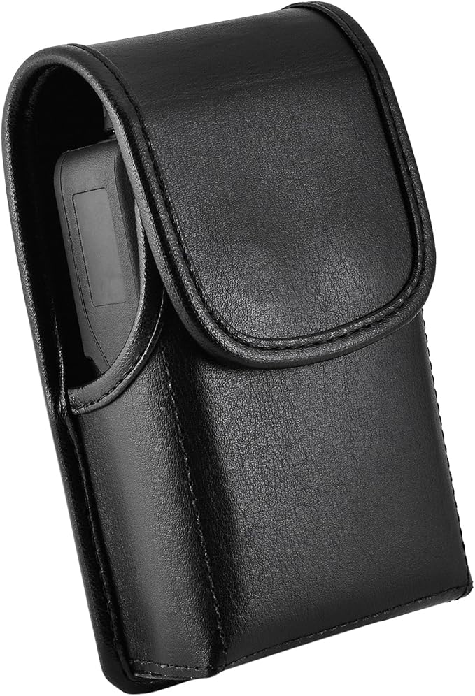 Unication G1 Voice Pager Carry Case and Holster, Black Leather Pouch with Heavy Duty Rotating Belt Clip, (Black Leather Pouch/Metal Belt Clip)