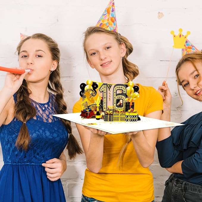 16th Birthday Card for Girls Boys, 3D Pop Up 16th Birthday Gifts Cards, Happy 16 Birthdays Decorations for 16 Year Old Son Daughter, Funny Back In 2009