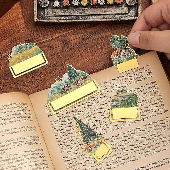 5 Pieces Metal Bookmarks, Golden Hollow Irregular Bookmark Van Gogh Oil Painting Theme Book Mark Bookmarks for Book Lovers Writers Readers Children Teens for Women Adults Teen