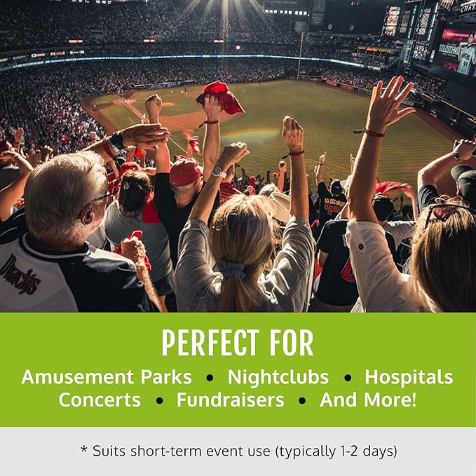 Wristco 100 Red Cloth Event Wristbands – Plastic Closure to Prevent Transfer or Reuse – Premium-Grade Fabric Bracelets for Party Entry, Summer Camp, VIP Identification, Drink Ticket ID