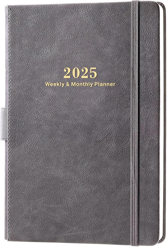 2025 Planner - Weekly & Monthly Planner 2025 with Calendar Stickers, JAN 2025 - DEC 2025, 5.75" X 8.25", Planner 2025 with Premium Thicker Paper, Pen Holder, Inner Pocket and 44 Notes Pages - Gray