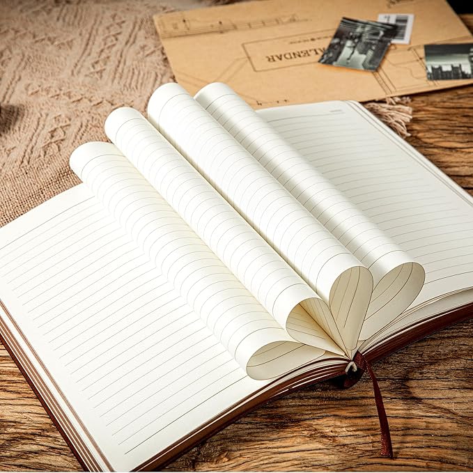 3 Pack Leather Vintage Journal for Men Soft Cover Lined Pages Notebook 180 Lay Flat for Writing Travel Diary, 5.7'' x 8.3'', Black