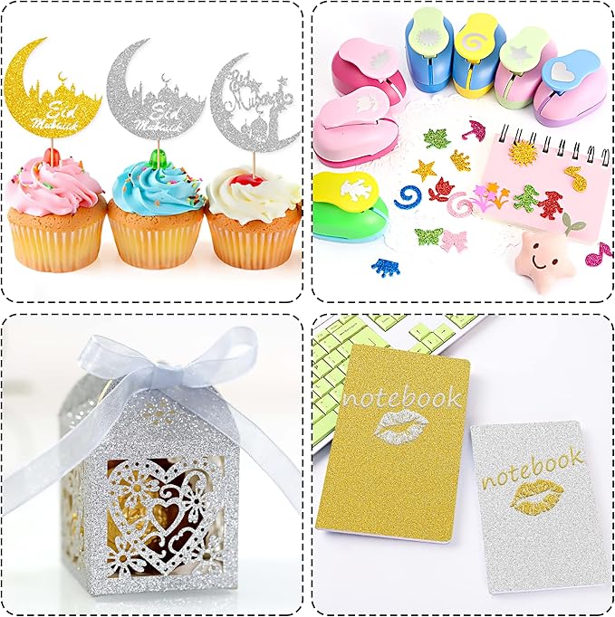 24 Sheets Silver Glitter Cardstock Paper, A4 Premium Sparkly Paper for Scrapbook, DIY Projects, Party Decoration, Gift Box Wrapping 250GSM/92lb