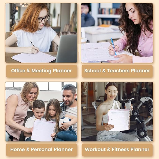 2024-2025 Hardcover Planner Weekly and Monthly 8.5"x11" Large Spiral Bound 2025 Planner for Women Gifts, Dec 2024-Dec 2025 13 Month Calendar Planner with Tabs Pockets Yearly Agenda,Pink