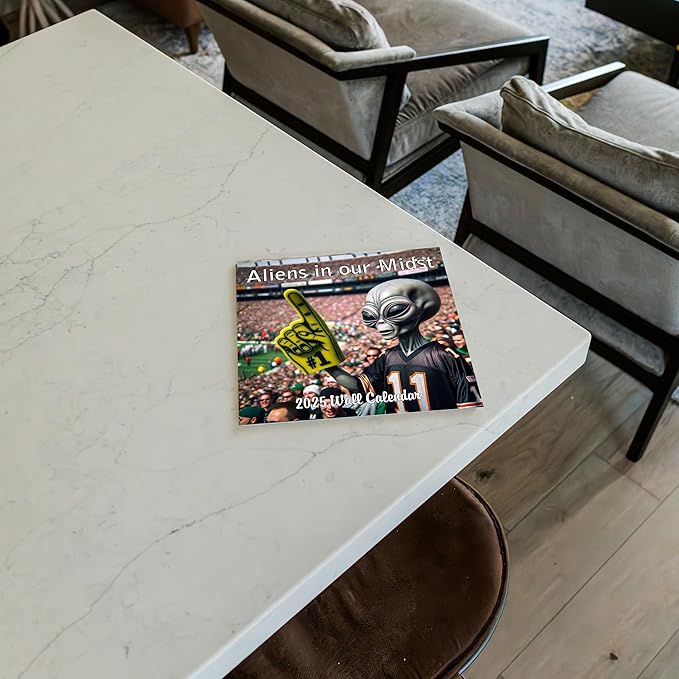 2025 Aliens in Our Midst Monthly Wall Calendar - What Life Would be Like if Aliens Lived Among Us - Aliens Doing Funny Things | 12" x 24" | Thick Sturdy Paper | White Elephant or Gag Gift Funny Calendar 2024-2025.