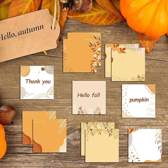 16 Pieces Fall Sticky Notes Fall Boho Style Design Self-Adhesive Note Pads Sticky Memo Notes for School Office Home Supplies Students Teachers Present
