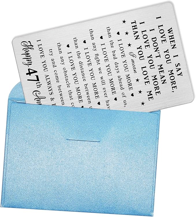 47 Year Anniversary Card Gifts for Him Her - Steel Card Gifts for Men - 47th Wedding Anniversary Wallet Cards Gift
