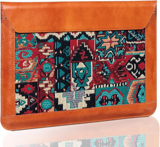 16 Inch Laptop Sleeve MacBook Pro/Max M4 M3 M2 M1 Laptop Case,Leather Laptop Cover for MacBook Air 15 M3 M2,Mac Travel Protective Case for 15-16 inch Notebook,Brown