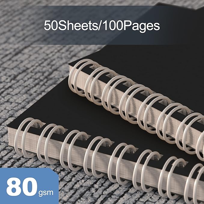 4 Pack Spiral Notebook for Work - 4" x 6" Softcover Notebooks College Ruled for Note Taking, School Supplies,200 Sheets 400 Pages Journals Black