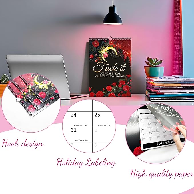 2025 FU-CK IT Calendar| Care for Tired-Ass Women Calendar | F-uck It Calendar Funny Home Office Wall Calendar Funny Party Gift- Funny Monthly Calendar Gag Gift for