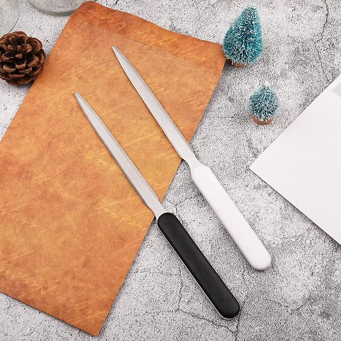 2Pcs Black Letter Opener Knife,Office Opener,Use Safety,Stainless Steel Envelope Openers,Slitters Letter Knives,Mail Slitters Letter Knives,Office Product,Letter Openers,Cutting and Measuring Devices