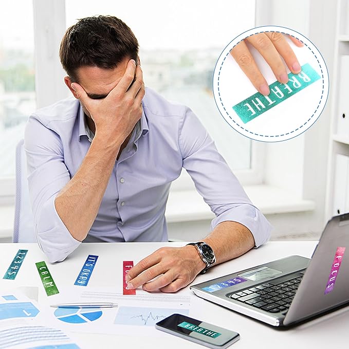 50PCS Calm Strips for Anxiety Sensory Stickers Calm Stickers for Relieve Adults Kids Teens Fidgets Stress Office&Classroom Supplies Anxiety Relief Items with Tactile Textured Surface Patterns(Letter)