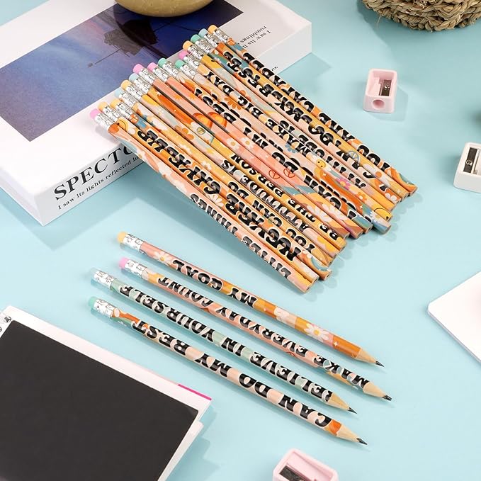 200 Pcs Retro Motivational Pencils Bulk, Inspirational School Pencils for Classroom, Cute Wood Pencils with Encourage Positive Saying, Back to School Supplies for Kids Student Teacher Classroom Reward