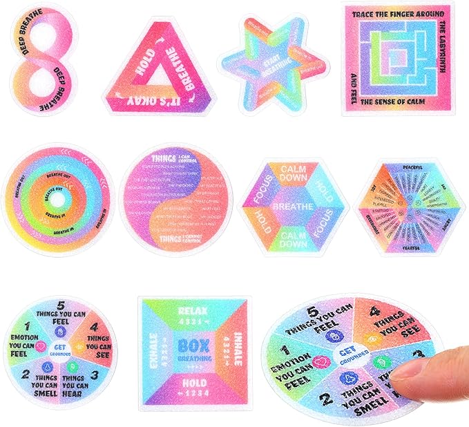50 Pcs Anxiety Sensory Stickers Calm Stickers Reusable Sensory Strips Adhesive Textured Strips Toys Stress Anxiety Relief Items for Adult Teen Classroom Desk Office Fidget Supplies (Professional)