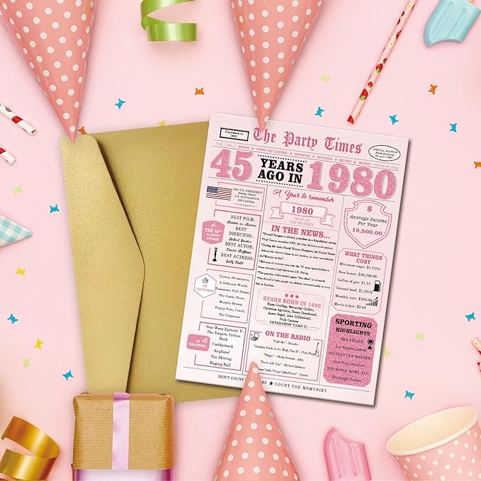 45th Birthday Gifts for Women，45th Birthday Decorations for Women，45 Bday Card，45 Year Old Bday Gifts for Mom Wife Sister Family Friends Bestie Coworker