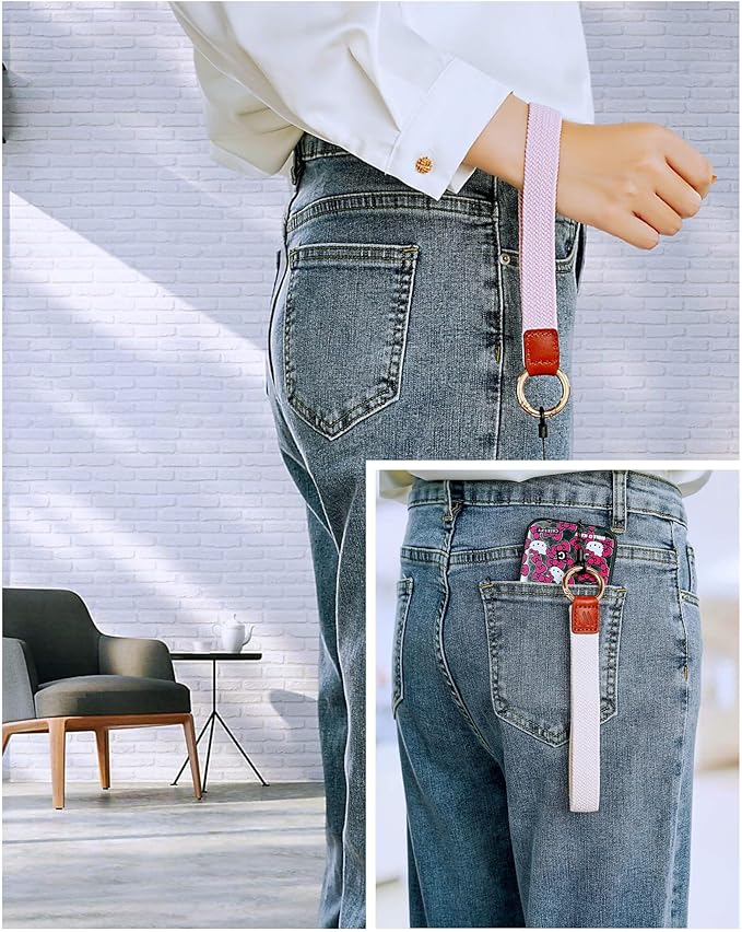 Wristlet Keychain for Women Stretchy Wrist Keychain Lanyard for Phone Case Wallet Id Card Badges (Light Purple)