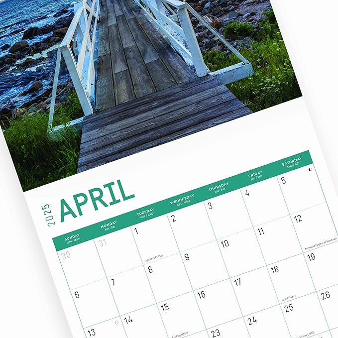 2025 Lighthouses Monthly Wall Calendar by Bright Day, Includes Over 300 Stickers, 12 x 12 Inch