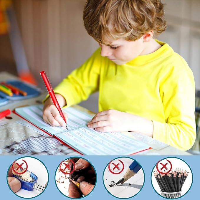 12Pack Forever Pencils for Kids Writing, Infinity Pencil Cute Inkless Everlasting Pencil with Eraser for Sketching (Black)