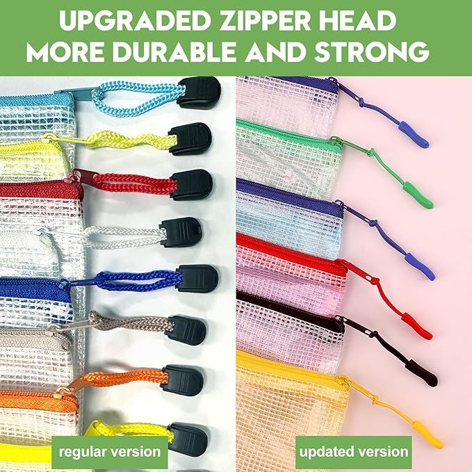 24pcs Mesh Zipper Pouch Bags, Zipper Bags for Organizing, A4 Zipper Bags for Classroom Organization and Storage, Board Game Storage,Puzzle Bags