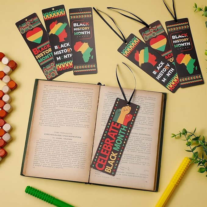 200 Pcs Black History Month Bookmarks Double Sided Inspirational Bookmarks Bulk African American Celebration Gifts for Women Men Book Lovers Black History Month Party Favor Gifts