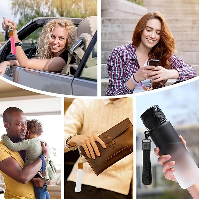 Fishent Stretchy Wristlet Keychain,Braided Cute Wrist Lanyards for Keys, Key Chain Holder for Women Men, Wrist Strap Keychain for Car Keys Phone Camera Wallet ID Badges Card (Pink)