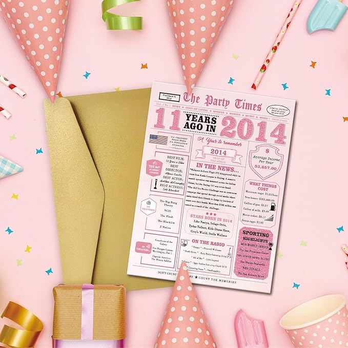 11th Birthday Decorations for Girls，11 Year Old Girl Birthday Card Gifts，11th Bday Card，11 Year Old Bday Decorations for Daughter Granddaughter Niece