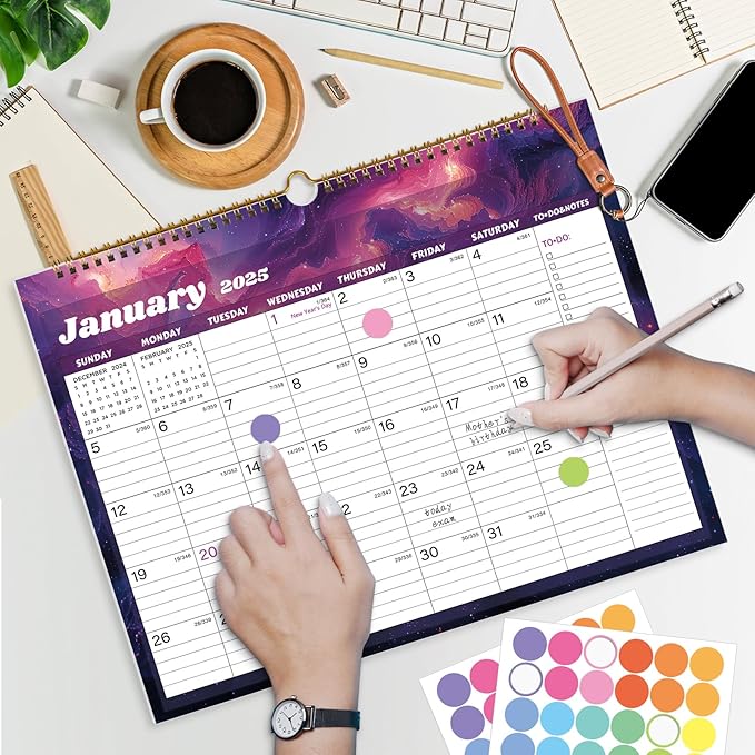 2025 Calendar 12 Month Wall Calendar 2025, Jan to Dec 2025 Calendar with Julian Dates, 14.8" X 11.5" (2025 Wall Calendar Star Dust)