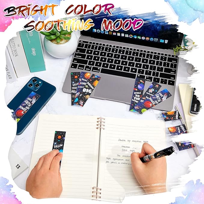 36 Pieces Anxiety Sensory Stickers Cute Fidget Textured Strips Toys Anti Stress Tactile Rough Sensory Calm Textured Strips Adhesives Anxiety Relief for Adults Teens Desk Classroom (Spaceman Style)