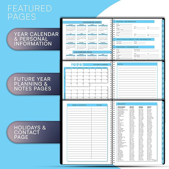 2025 Appointment Book & Planner- Ensight 6.5 x 8.5 inches, Large Tabbed Daily Hourly Weekly Planner, Calendar & Schedule Book 30-Minute time Slots, Business & Personal Planner Jan 2025- Dec 2025- Blue