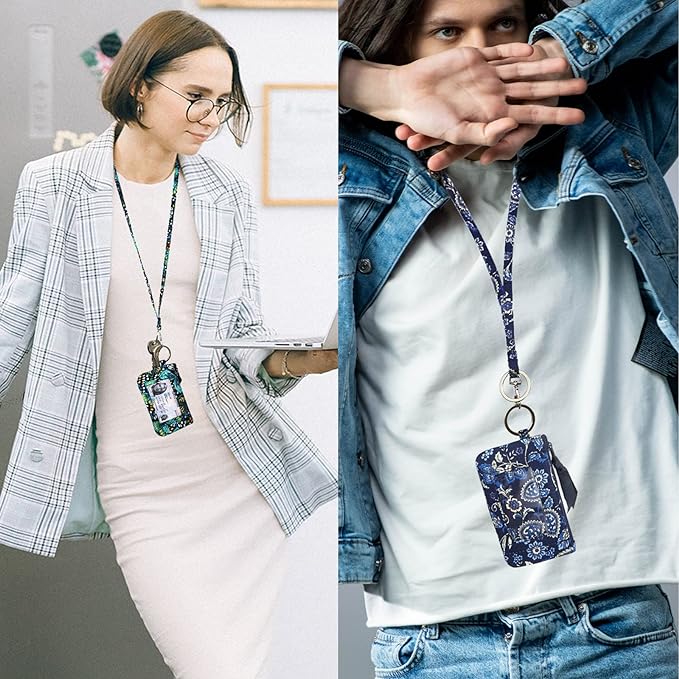 WONDERFUL FLOWER Lanyard Wallet, ID Holder, ID Wallet with Lanyard, Keychain Wallet for Women, Card Holder Wallet, Mini, Steel Gray