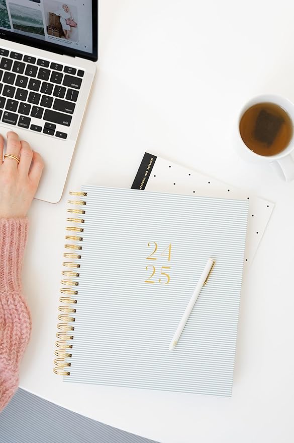 2024-2025 Sugar Paper Academic Large Weekly Spiral Planner, Blue Stripe, August 2025 - July 2024, Daily, Weekly, Monthly Formats, Hourly Planning