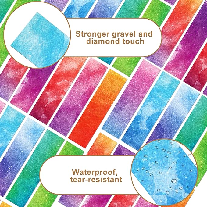 50PCS Calm Strips for Anxiety Sensory Stickers Calm Stickers for Relieve Adults Kids Teens Fidgets Stress Office&Classroom Supplies Anxiety Relief Items with Tactile Textured Surface(Watercolor)