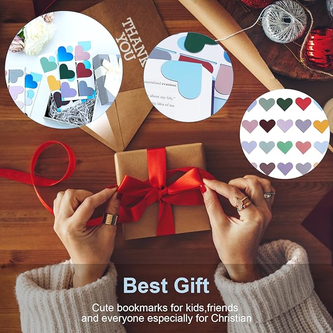 20 Pack Heart-Shaped Magnetic Bookmarks, Perfect for Book Lovers, Children, Women, Men, Teachers, Students, Birthday, Christmas, Graduation Double-Sided Printing for Easy Page Marking