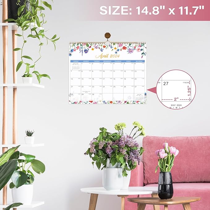 2024 Calendar - Wall Calendar 2024, Jan. - Dec. 2024, 14.6" x 11.5", 2024 Calendar 12 Month Planner, Wall Calendar