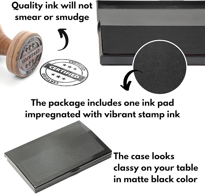 Ink Pad for Rubber Stamps, Stamp Pad for Clear Impression Stamping, Quality Felt Pad Black Ink, Red Ink, Blue Ink (Black, L (3.5 * 6.3))