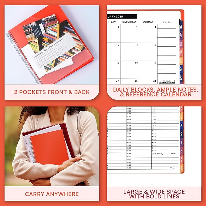2025 Appointment Book & Planner- Ensight 6.5 x 8.5 inches, Large Tabbed Daily Hourly Weekly Planner, Calendar & Schedule Book 30-Minute time Slots, Business & Personal Planner Jan 2025- Dec 2025- Peach