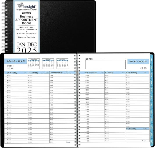 2025 Appointment Book & Planner- Ensight 6.5 x 8.5 inches, Large Tabbed Daily Hourly Weekly Planner, Calendar & Schedule Book 30-Minute time Slots, Business & Personal Planner Jan 2025- Dec 2025- Blue
