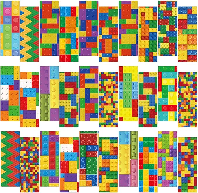 120 Pieces Bookmarks for Kids Set Book Marks Gifts for Kids Inspirational Motivational Paper Bookmark Pack for Book Lovers Adults Teacher Women Funny Reading Gift(Building Block)