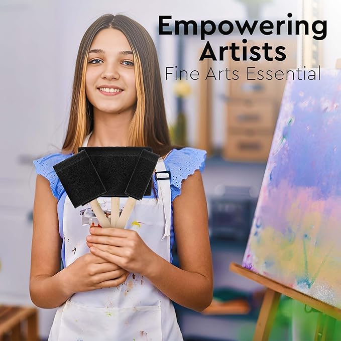 20 Piece Flat Flexible Poly Foam Bevel-Tipped Brush Set with Wooden Handles Ideal for Applying Paint, Oil-Based Paints, Stain, Varnish, Enamel, Latex Paint Smooth Surfaces & Arts & Crafts