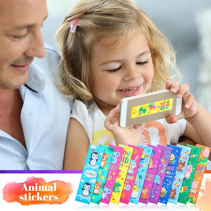 36 Pieces Anxiety Sensory Stickers Cute Fidget Textured Strips Toys Anti Stress Tactile Rough Sensory Calm Textured Strips Adhesives Anxiety Relief for Adults Teens Desk Classroom (Animal Style)